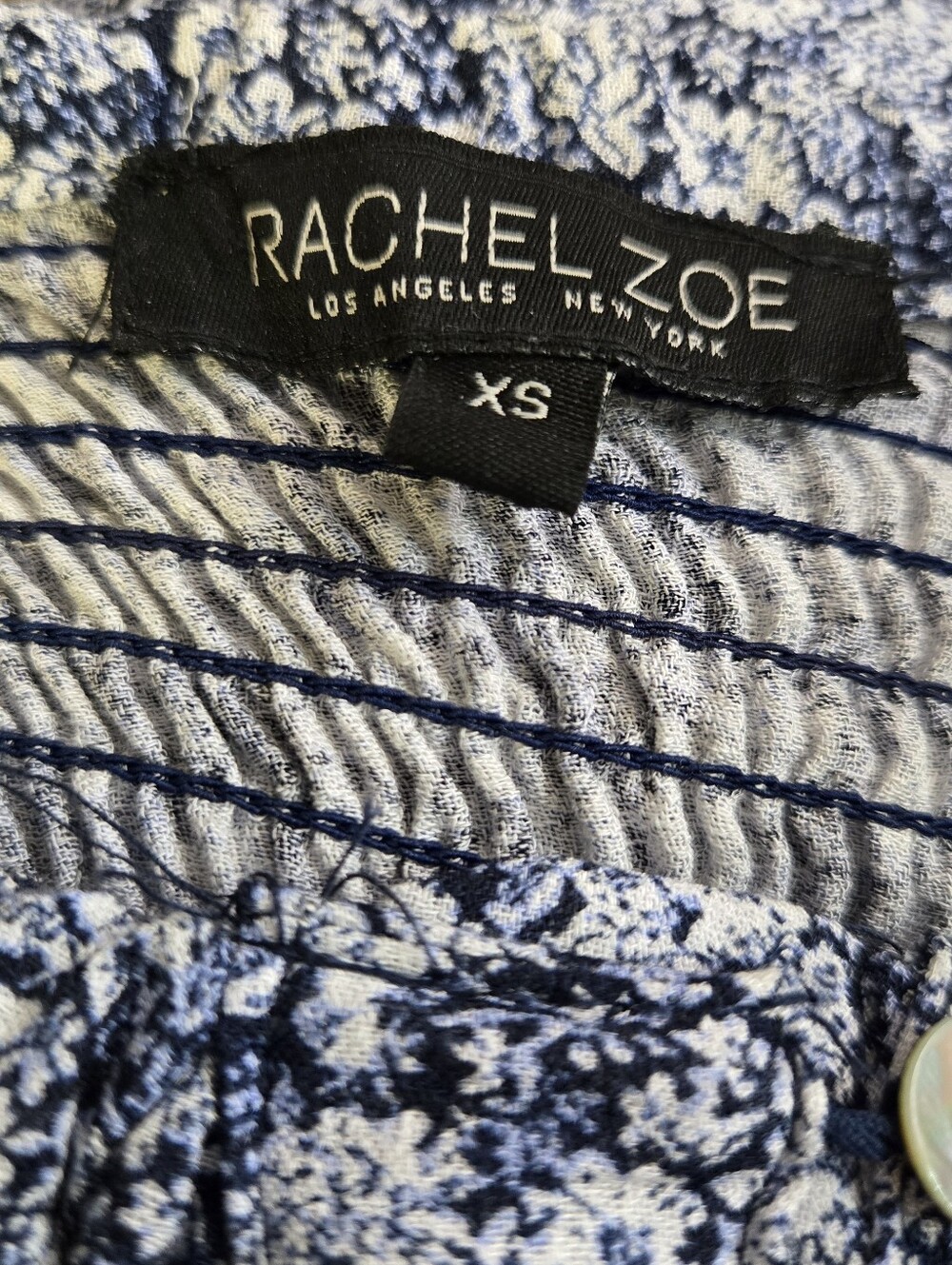 Rachel Zoe Blue White Floral Maxi Skirt Smocked Waist Hi Low Hem Size XS - Picture 3 of 15